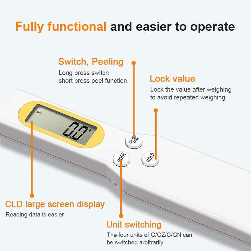 Digital Spoon Scale — LCD Kitchen Measuring Spoon for Coffee and Baking