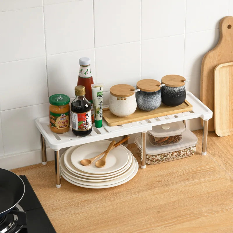 Expandable Kitchen Cabinet Shelf Organizer — Adjustable Multi-Tier Spice and Dish Rack