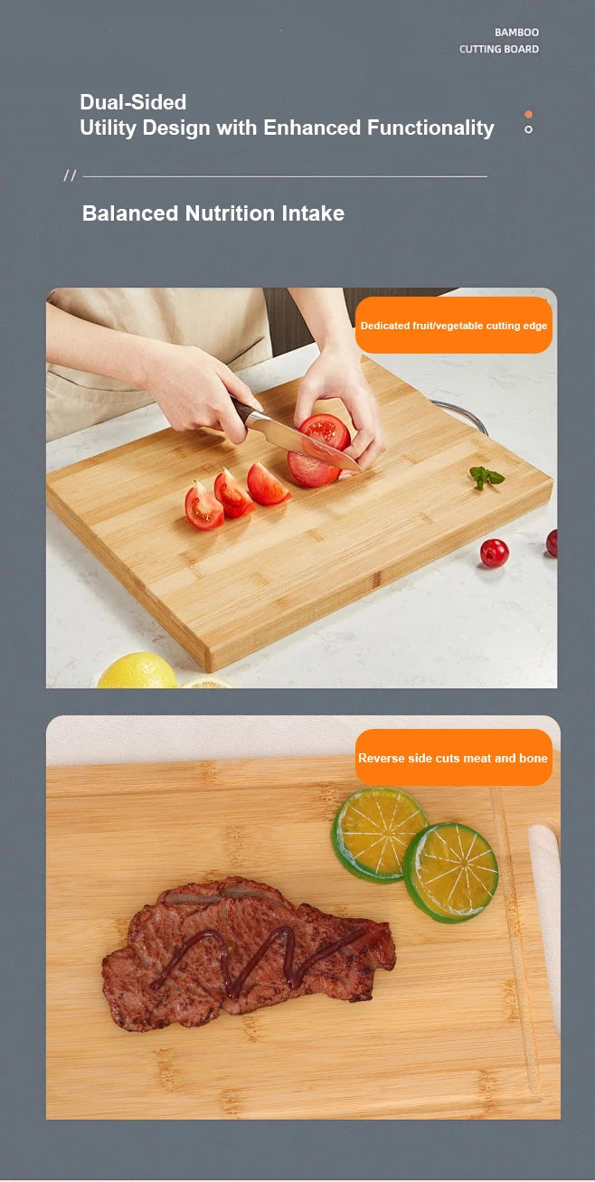 Bamboo Cutting Board — Double-Sided Kitchen Chopping Board with Juice Groove