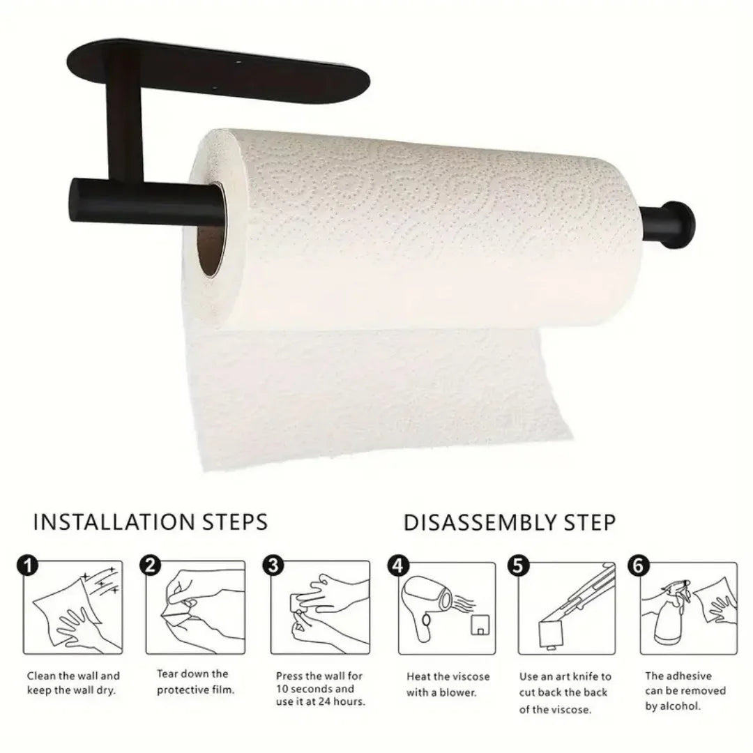 Paper Towel Holder — Wall Mount and Countertop Stainless Steel Kitchen Organizer