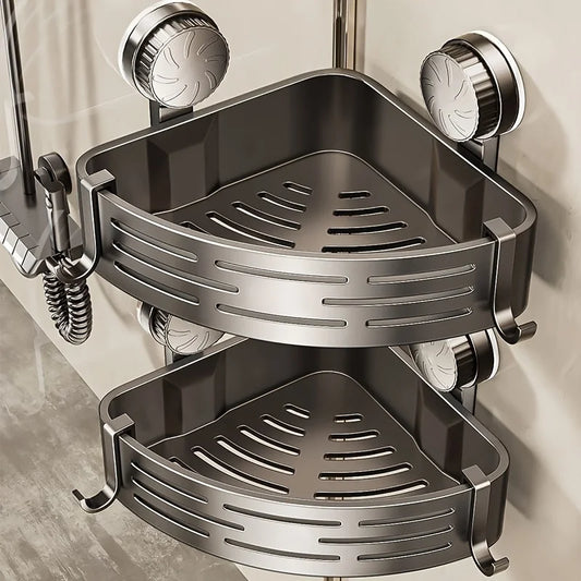 No-Drill Corner Shower Caddy with Suction Cup Mount