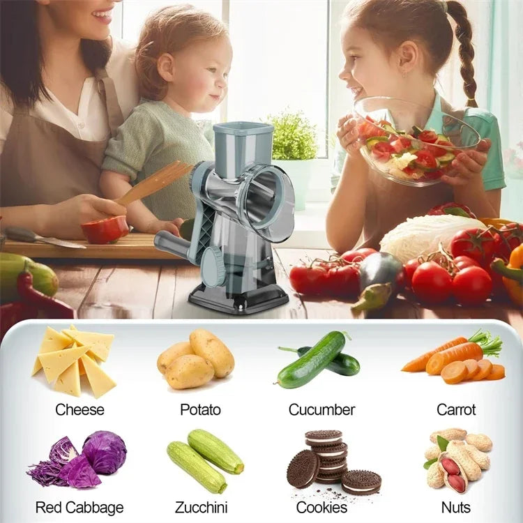 Rotary Cheese Grater — Manual Vegetable Slicer and Nut Grinder