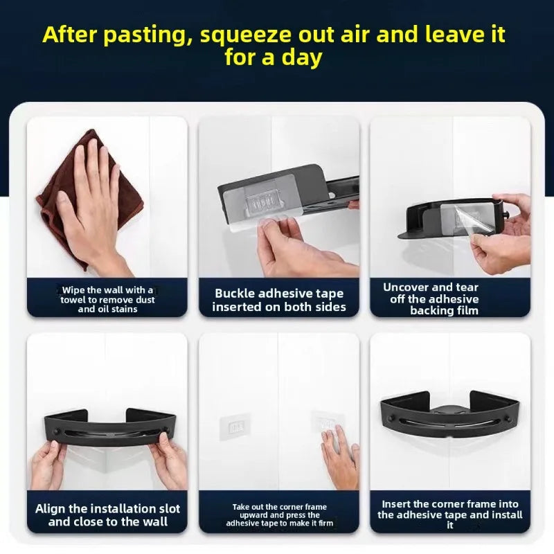 No-Drill Adhesive Shower Shelf — Waterproof Wall-Mounted Bathroom Storage Rack
