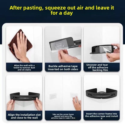 No-Drill Adhesive Shower Shelf — Waterproof Wall-Mounted Bathroom Storage Rack