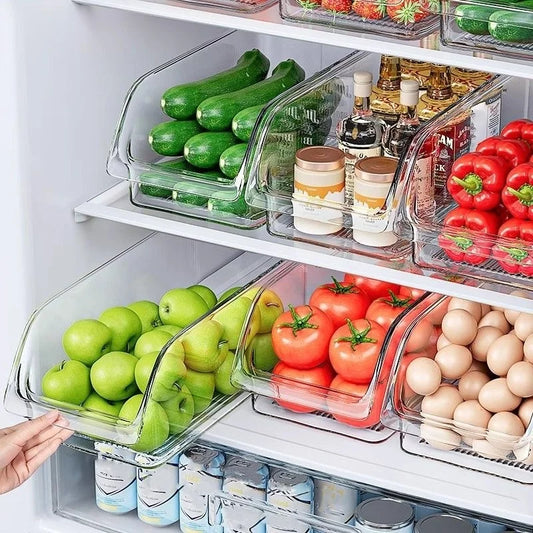 Clear Refrigerator Pull-Out Drawer Organizer — Fridge and Cabinet Storage Box