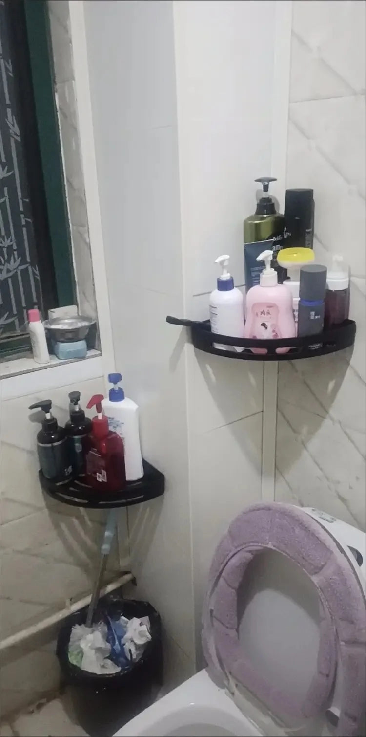 No-Drill Adhesive Shower Shelf — Waterproof Wall-Mounted Bathroom Storage Rack