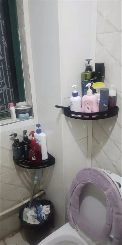 No-Drill Adhesive Shower Shelf — Waterproof Wall-Mounted Bathroom Storage Rack