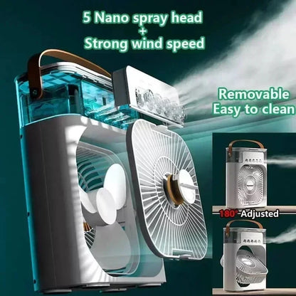 3-in-1 Personal Air Cooler with Fan, Humidifier and LED Night Light — Portable Desktop Cooler