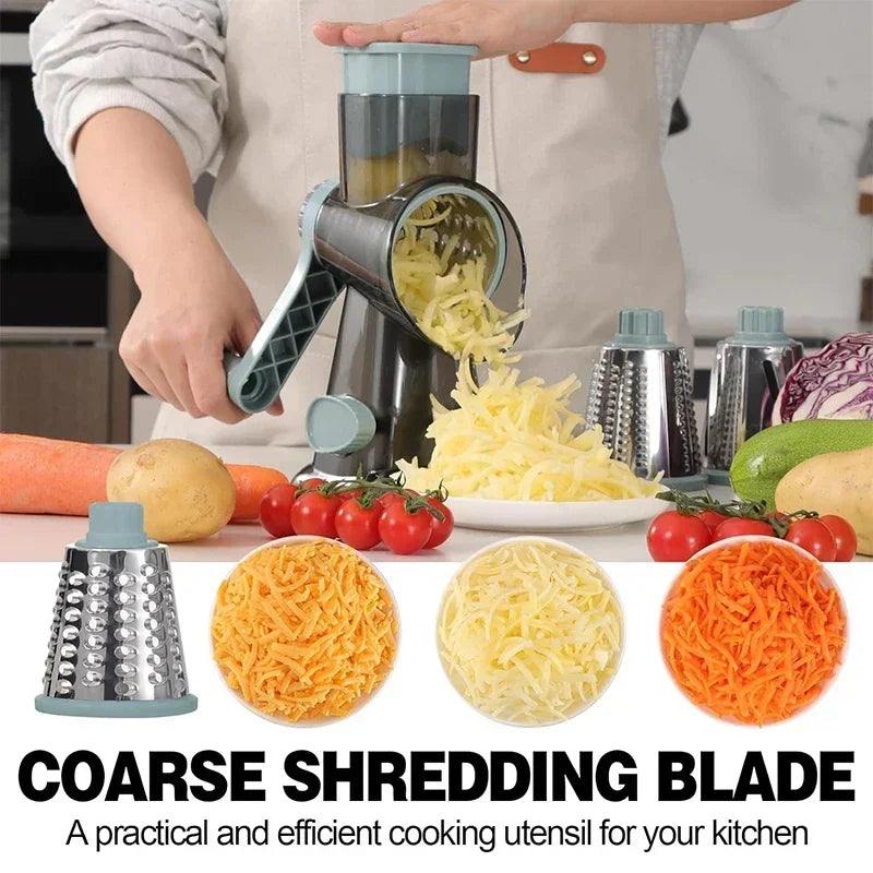 Rotary Cheese Grater — Manual Vegetable Slicer and Nut Grinder
