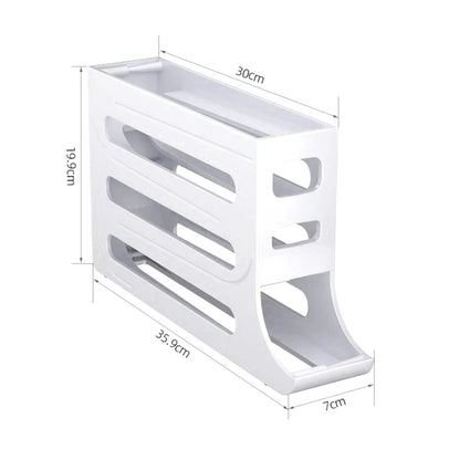 Refrigerator Egg Holder — 4-Tier Auto-Rolling Egg Dispenser Rack