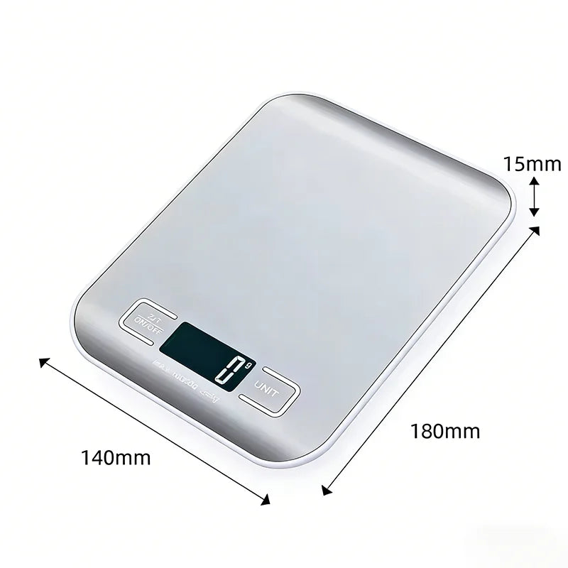 Digital Kitchen Food Scale — Stainless Steel Weighing Scale for Baking and Cooking