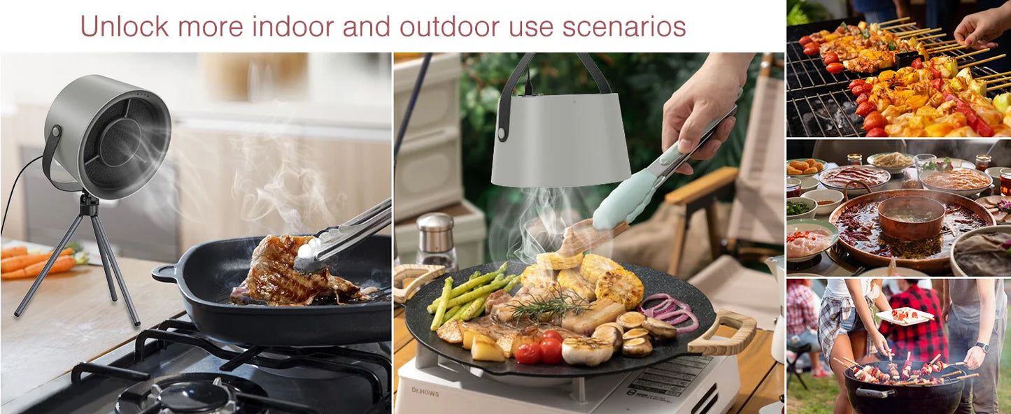 Portable Desktop Range Hood — USB Powered Mini Kitchen Exhaust Fan with 3 Speed Settings and Carbon Filter