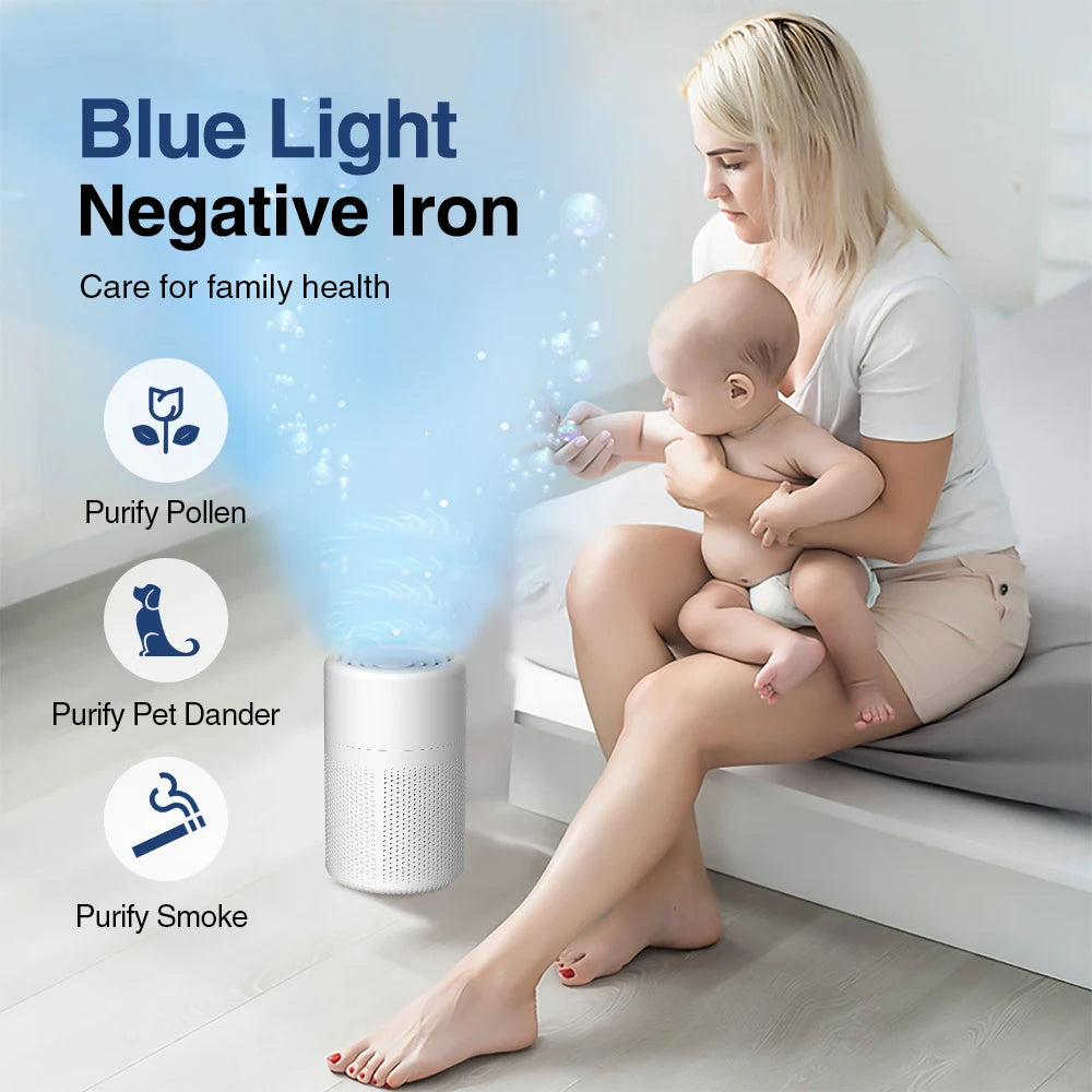 Mini Desktop Air Purifier with HEPA Filter — USB Powered Home and Office Air Cleaner and Deodorizer