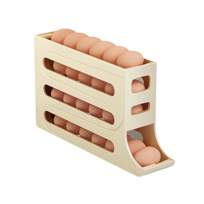 Refrigerator Egg Holder — 4-Tier Auto-Rolling Egg Dispenser Rack