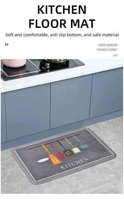 Non-Slip Kitchen and Bathroom Floor Mat — Quick-Dry Absorbent Rug