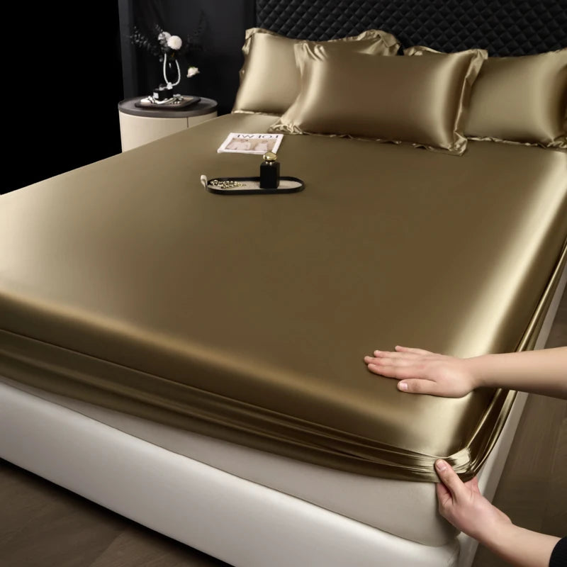 Satin Fitted Bed Sheet — Deep Pocket Elastic Rayon Mattress Cover