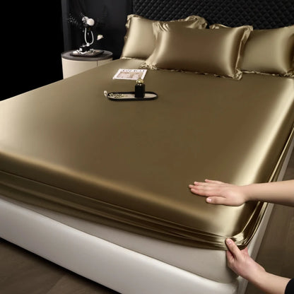 Satin Fitted Bed Sheet — Deep Pocket Elastic Rayon Mattress Cover