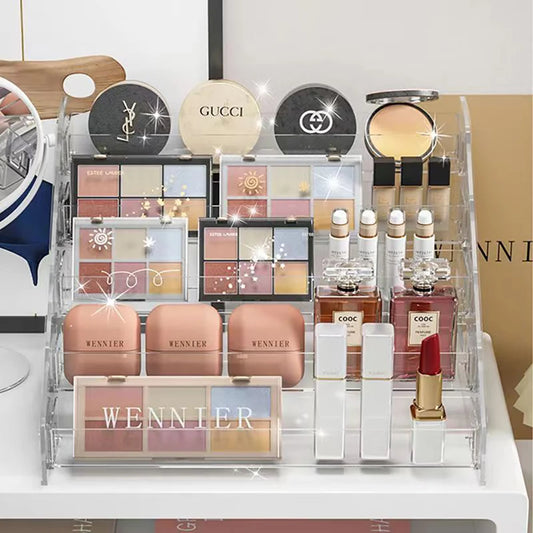 Clear Acrylic Makeup Organizer with Lid — Countertop Cosmetic Storage Box