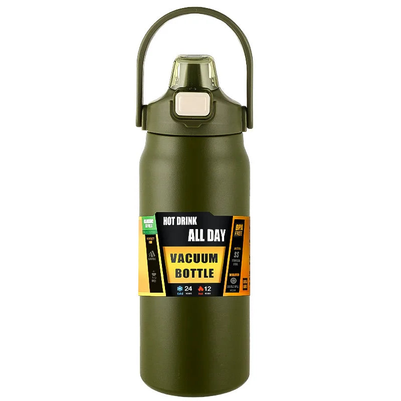Stainless Steel Insulated Travel Tumbler with Straw — Vacuum Flask for Hot and Cold Drinks