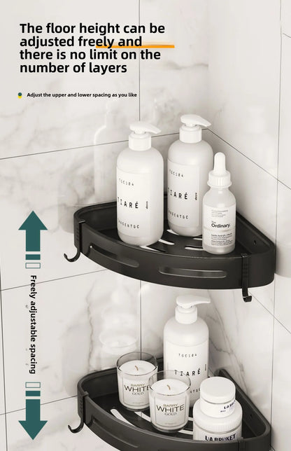 No-Drill Adhesive Shower Shelf — Waterproof Wall-Mounted Bathroom Storage Rack