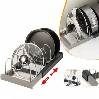 Expandable Cabinet Rack for Pot Lids, Pans and Cutting Boards