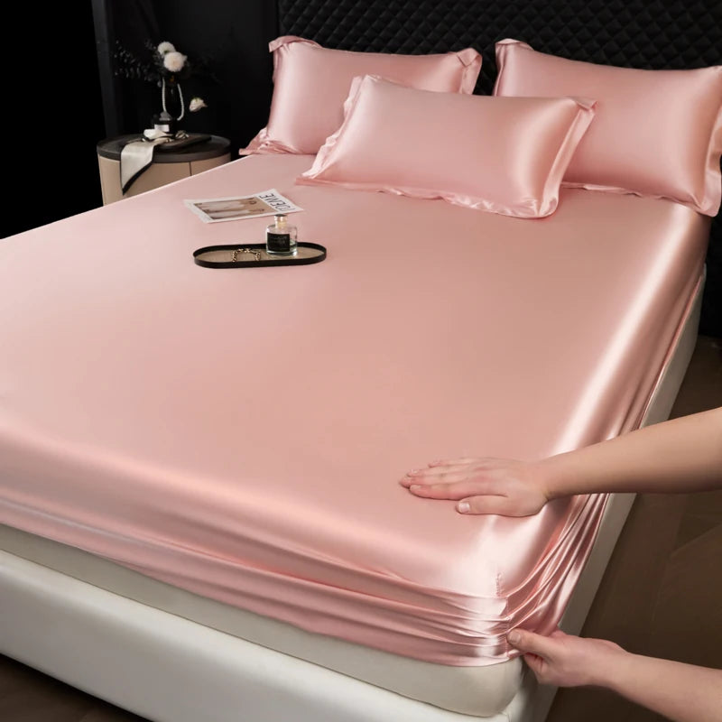 Satin Fitted Bed Sheet — Deep Pocket Elastic Rayon Mattress Cover