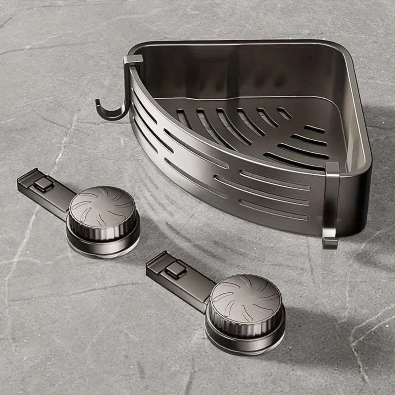 No-Drill Corner Shower Caddy with Suction Cup Mount
