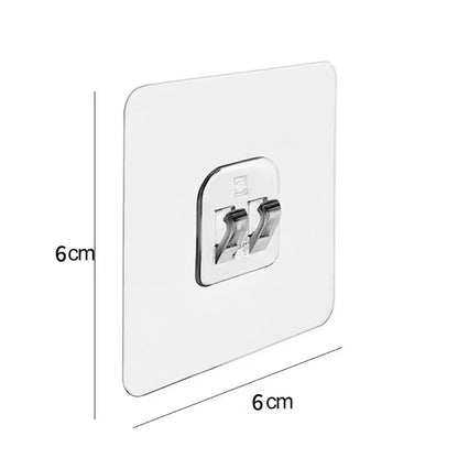 Clear Acrylic Self-Adhesive Wall Hooks — No-Drill, 10 or 20 Pack