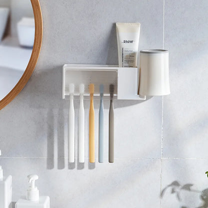 Suction Cup Bathroom Organizer — Wall Mount Toothbrush and Toothpaste Holder