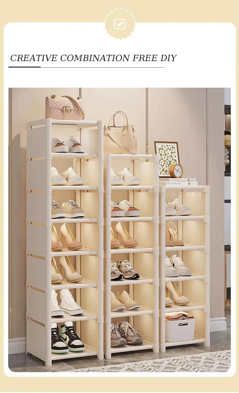 Stackable Non-Woven Shoe Rack Organizer — 4 to 7 Tiers
