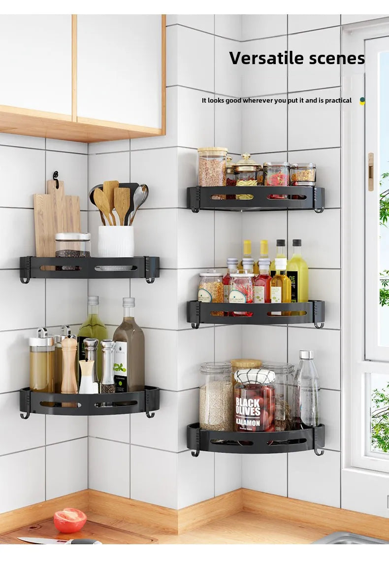 No-Drill Adhesive Shower Shelf — Waterproof Wall-Mounted Bathroom Storage Rack