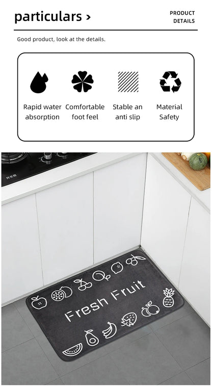 Non-Slip Kitchen and Bathroom Floor Mat — Quick-Dry Absorbent Rug