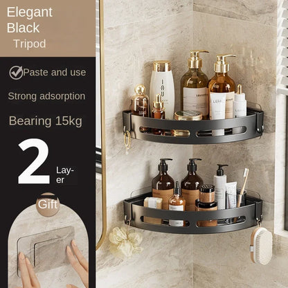 No-Drill Adhesive Shower Shelf — Waterproof Wall-Mounted Bathroom Storage Rack