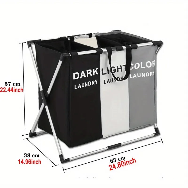 Foldable Laundry Basket with Sorting Sections — Waterproof Storage for Clothes