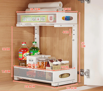 Under Sink Organizer — 2-Tier Sliding Cabinet Storage with Pull-Out Drawer
