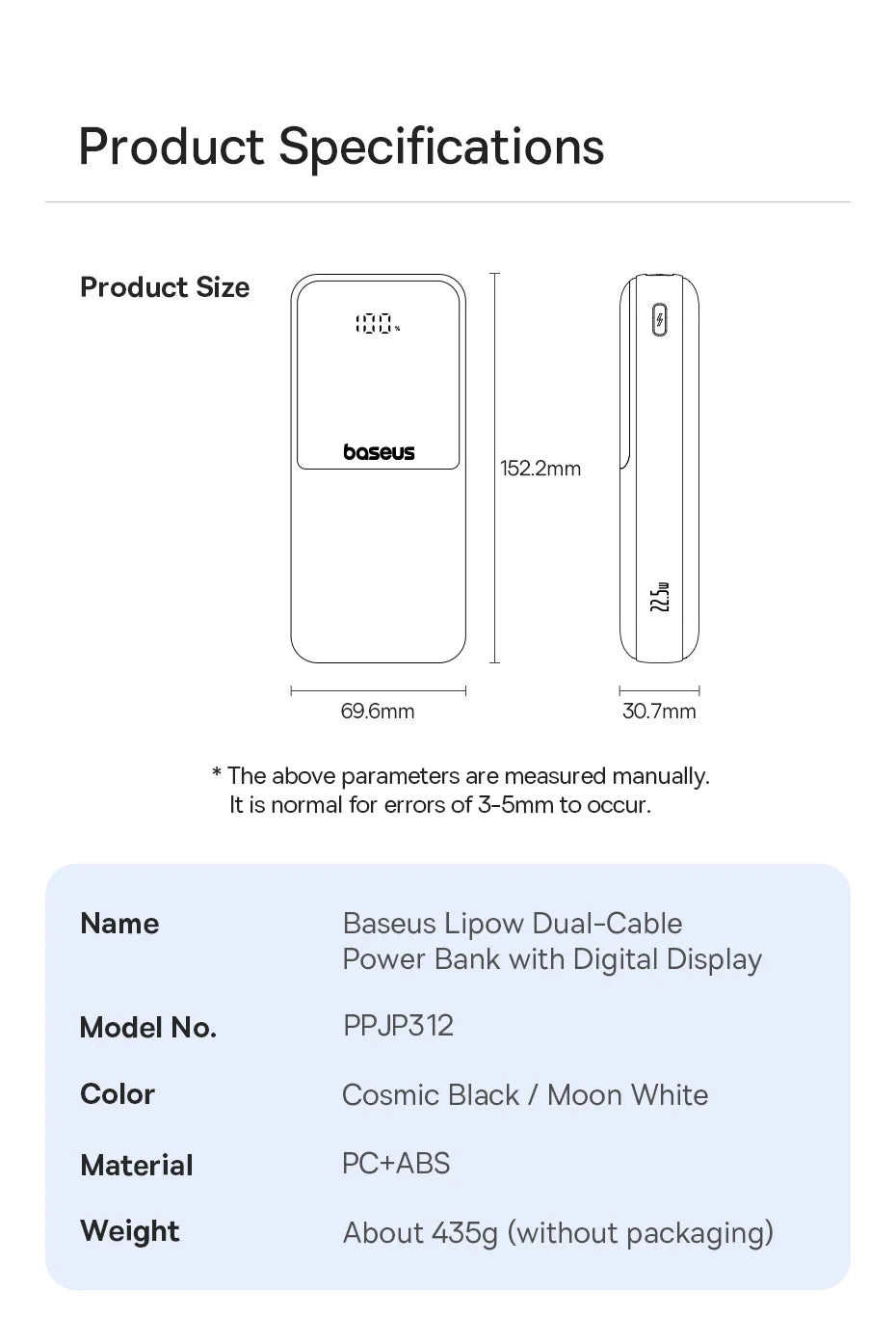 20,000mAh Fast Charging Portable Power Bank — PD 22.5W Travel Phone Charger