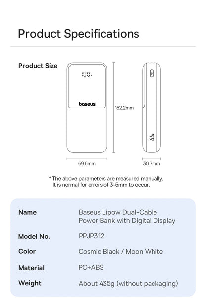 20,000mAh Fast Charging Portable Power Bank — PD 22.5W Travel Phone Charger
