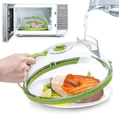 Microwave Splatter Cover with Steam Vents — 10-Inch Clear Lid with Handle