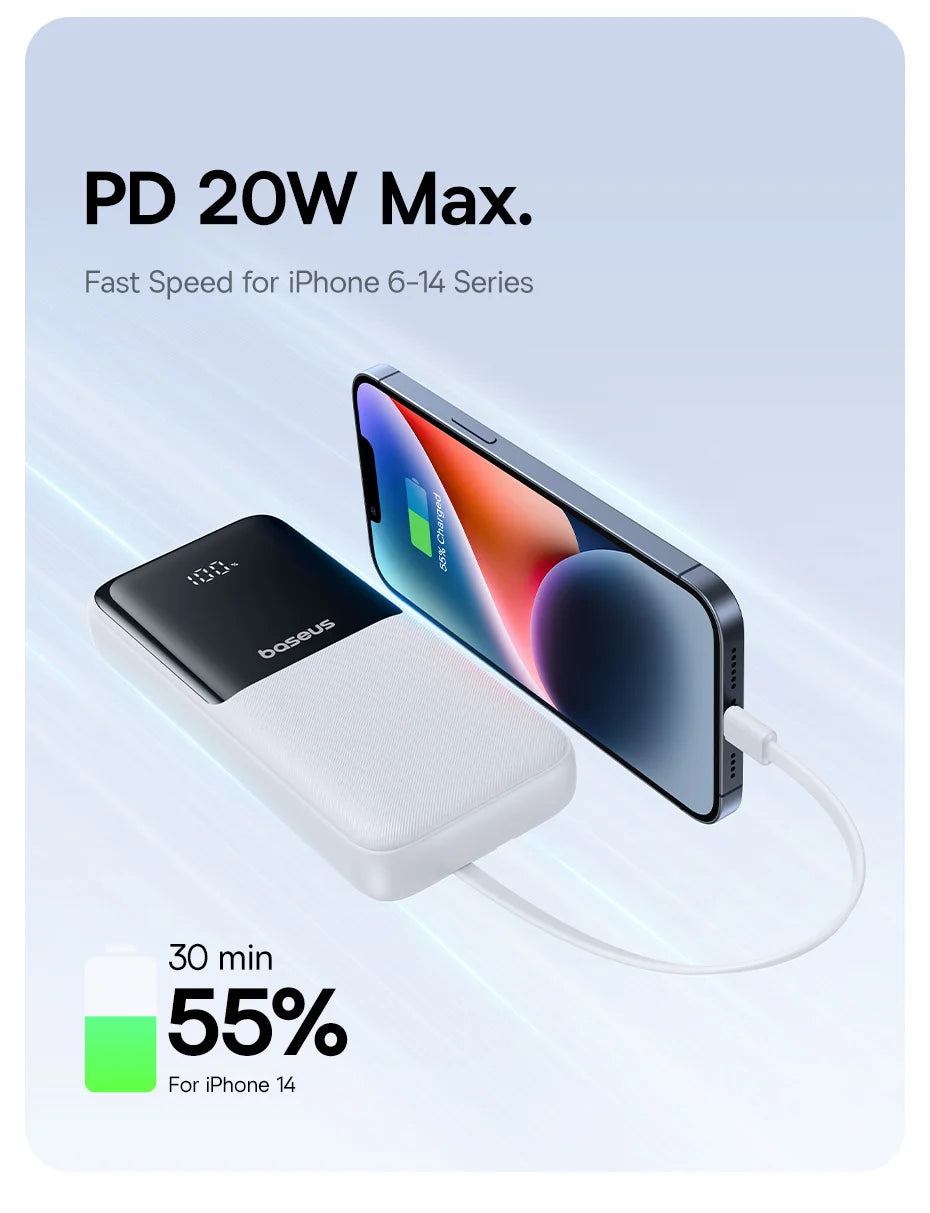 20,000mAh Fast Charging Portable Power Bank — PD 22.5W Travel Phone Charger