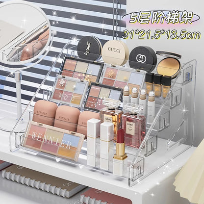 Clear Acrylic Makeup Organizer with Lid — Countertop Cosmetic Storage Box
