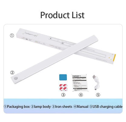 Under Cabinet Motion Sensor LED Light — USB Rechargeable Kitchen and Closet Lighting