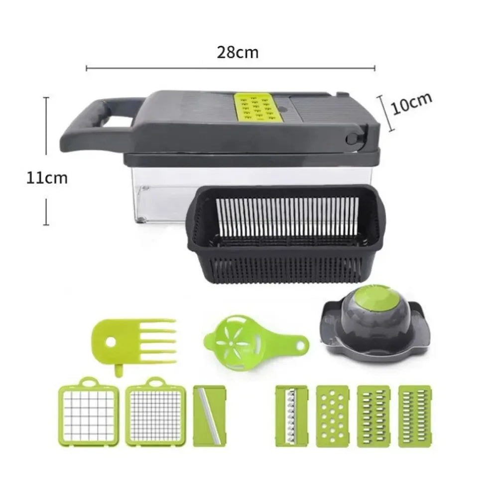 Vegetable Chopper and Dicer — Onion Slicer and Grater Set with 14 Blades