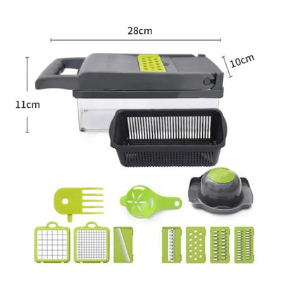 Vegetable Chopper and Dicer — Onion Slicer and Grater Set with 14 Blades