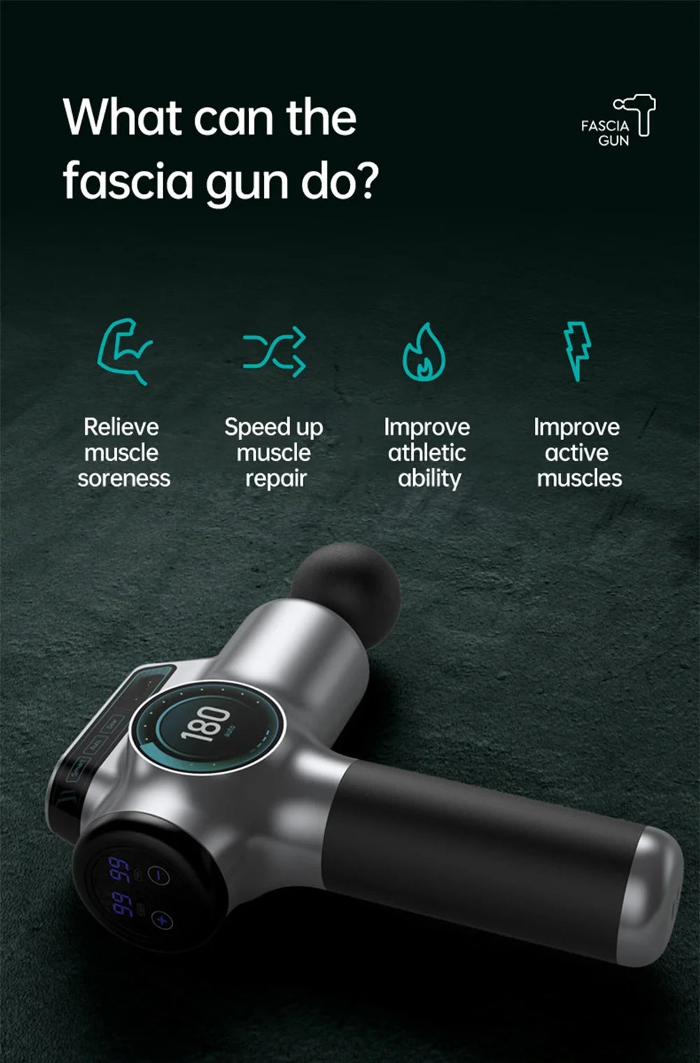 Professional Percussion Muscle Massage Gun — Deep Tissue Massager for Back, Neck and Body Recovery