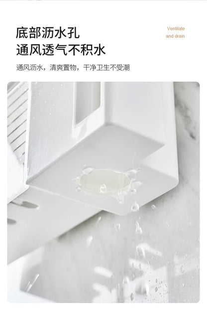Suction Cup Bathroom Organizer — Wall Mount Toothbrush and Toothpaste Holder
