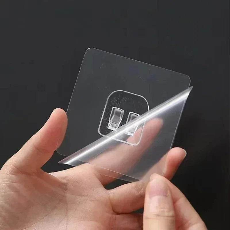 Clear Acrylic Self-Adhesive Wall Hooks — No-Drill, 10 or 20 Pack