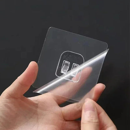 Clear Acrylic Self-Adhesive Wall Hooks — No-Drill, 10 or 20 Pack