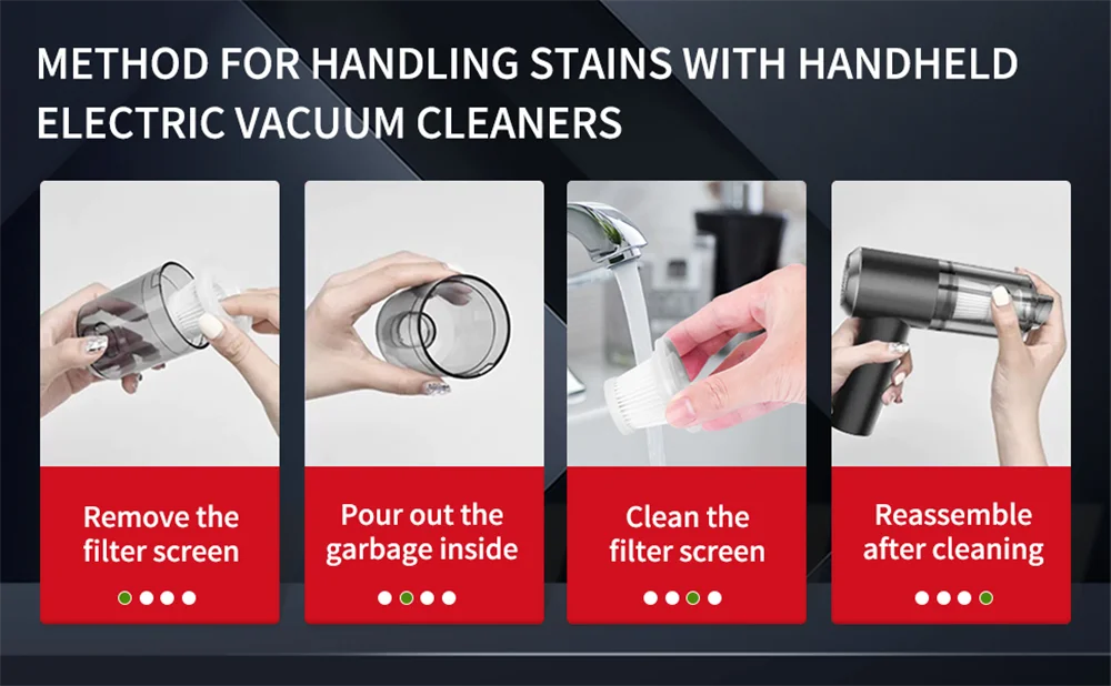 Handheld Cordless Car Vacuum — 15000PA Portable Multi-Nozzle Vacuum for Car, Home and Pet Hair