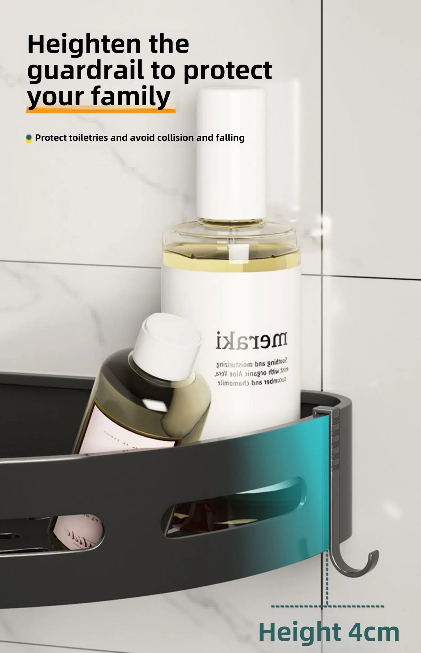 No-Drill Adhesive Shower Shelf — Waterproof Wall-Mounted Bathroom Storage Rack
