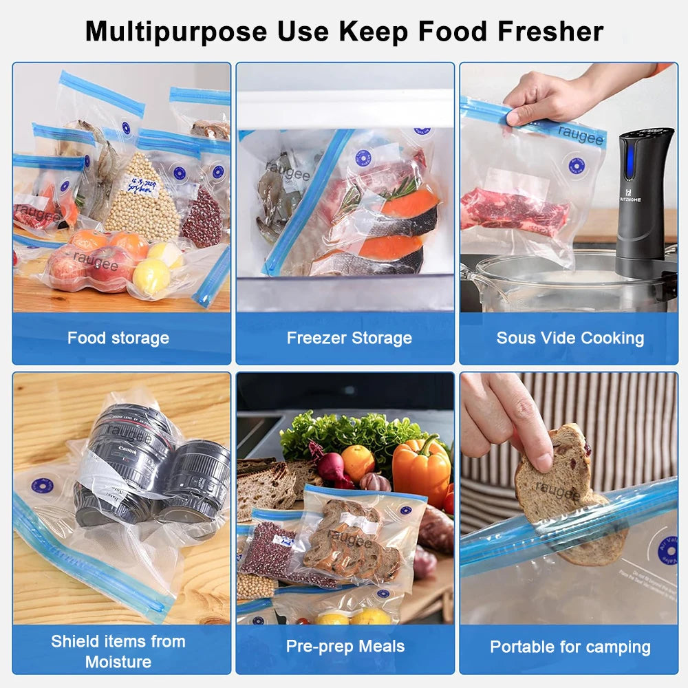 Reusable Vacuum Seal Food Storage Bags — 10-Pack BPA-Free Airtight Bags with Air Valve